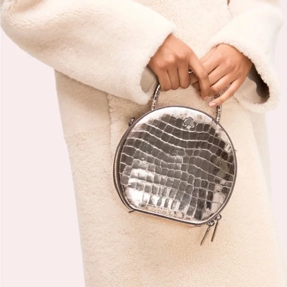 BNWT Kate Spade Andi metallic croc embossed leather bag - Picture 4 of 14